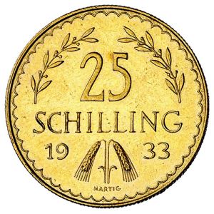 25 Šilinga zlatnik Austrija 1. Republika